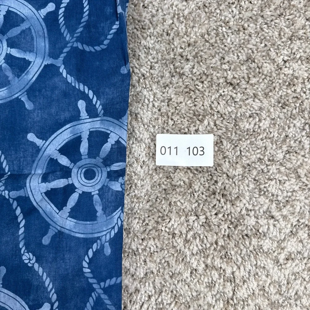 Polo Ralph Lauren Shirt Mens M Blue Ship Wheel Rope Linen Nautical Button Down